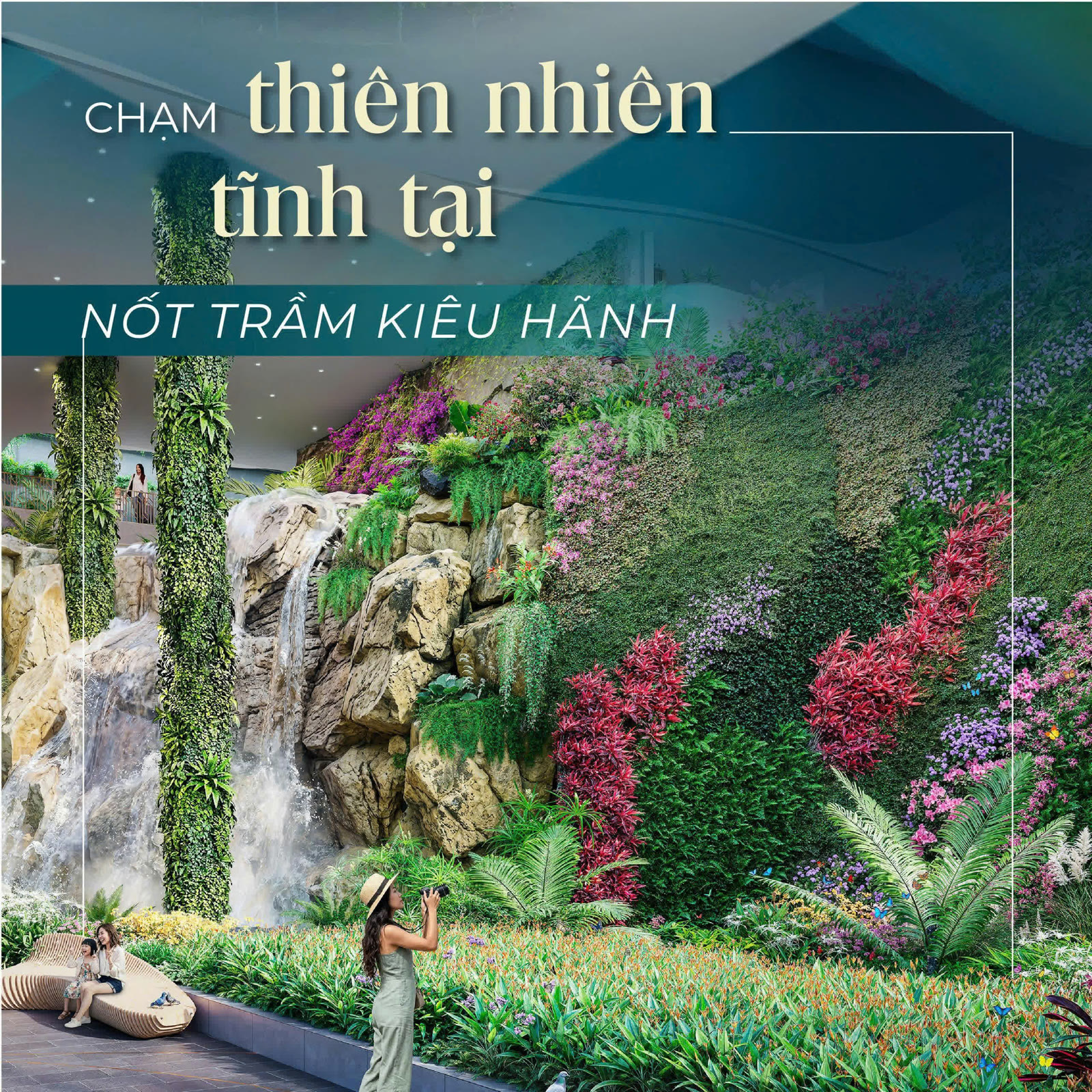Tiện ích Vertical Forest — thác nước, mảng xanh nội khu